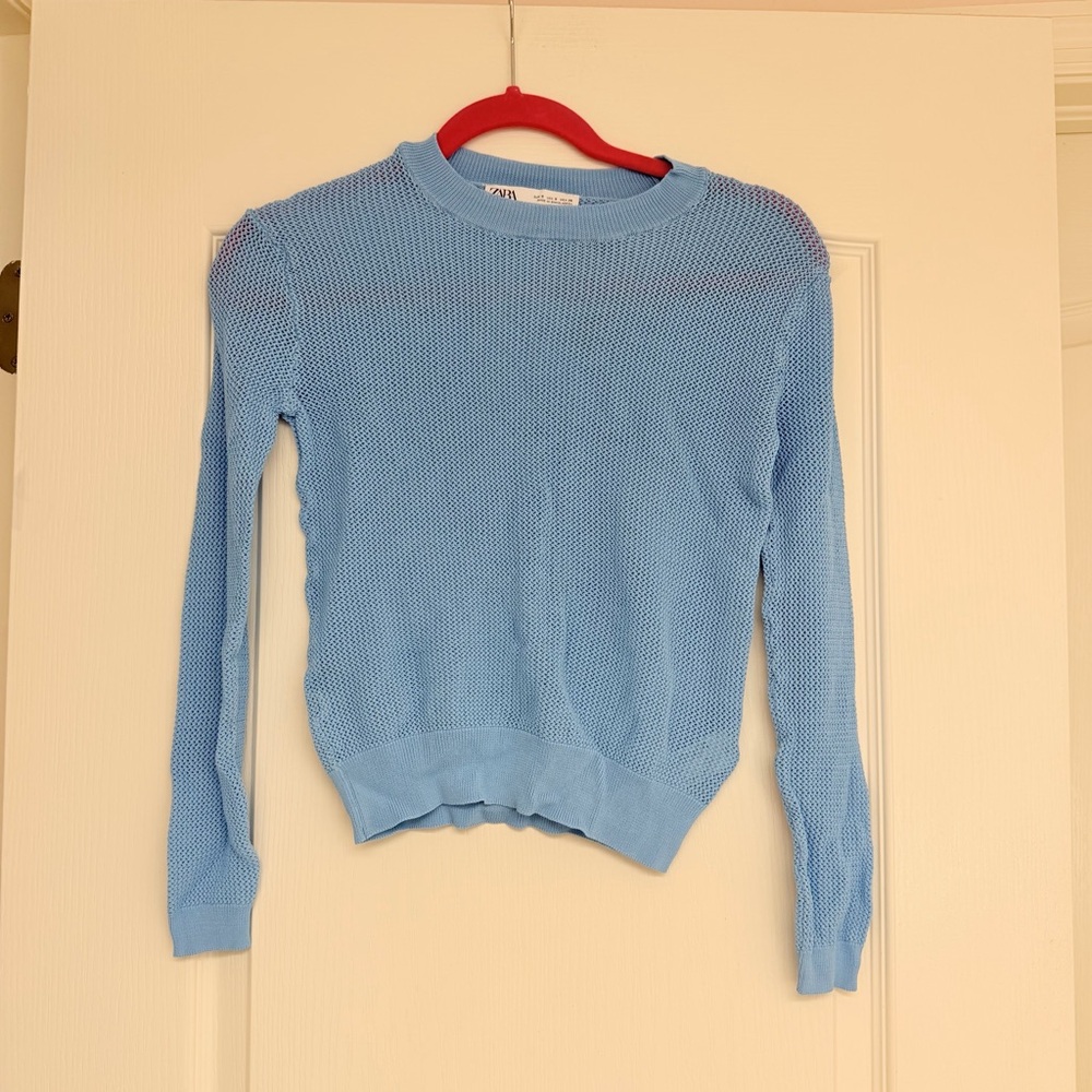 Zara Blue Mesh Longsleeve Top